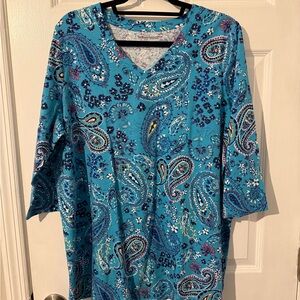 Woman Within Teal Paisley Print Tunic